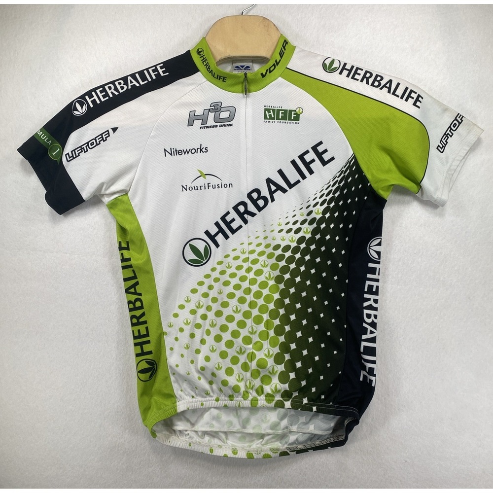 Voler Cycling Jersey Mens Large Green Black Herbalife Zip Short Sleeve C25